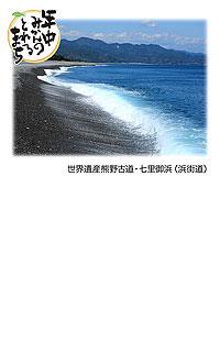世界遺産熊野古道・七里御浜（浜街道）（砂浜に波が寄せている写真）